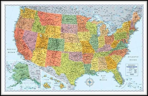 United States Wall Map Laminated United States Wall Map Laminated