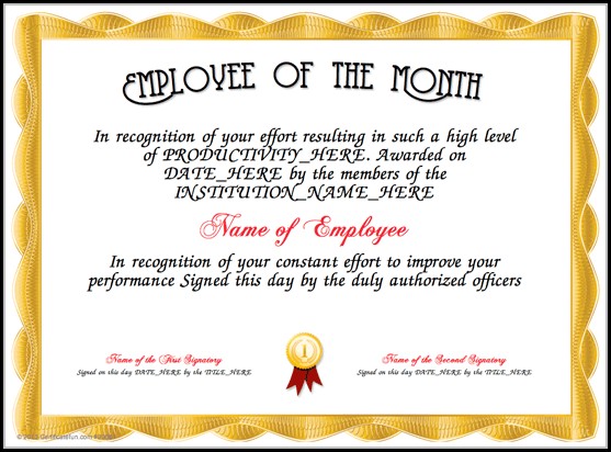 Best Employee Of The Month Certificate Template Best Employee Of The Month Certificate Template