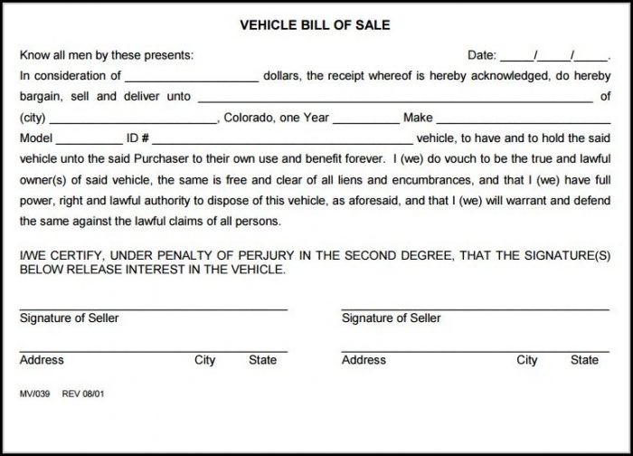 Free Bill Of Template Colorado 1 Resume Examples Bill Of Template Colorado