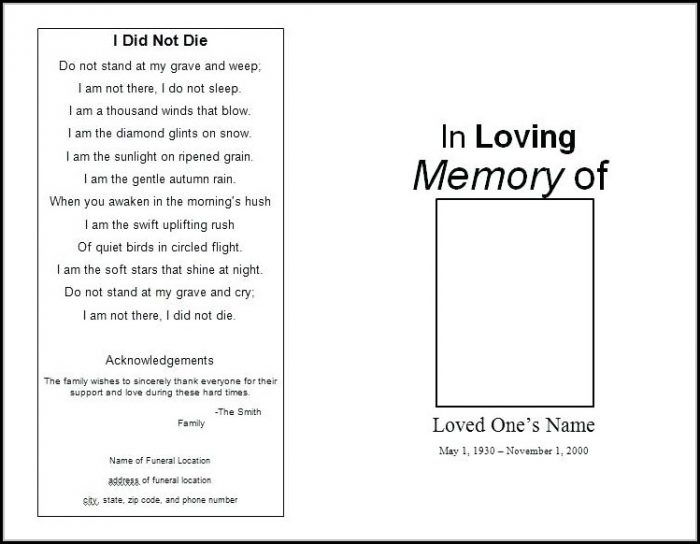 Blank Funeral Program Template Word Blank Funeral Program Template Word