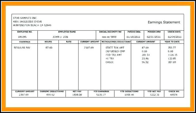 Blank Pay Stub Template Pdf Blank Pay Stub Template Pdf