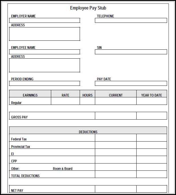 Blank Pay Stubs Template Pdf Blank Pay Stubs Template Pdf