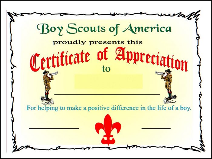 Boy Scout Certificate Of Appreciation Templates Boy Scout Certificate Of Appreciation Templates