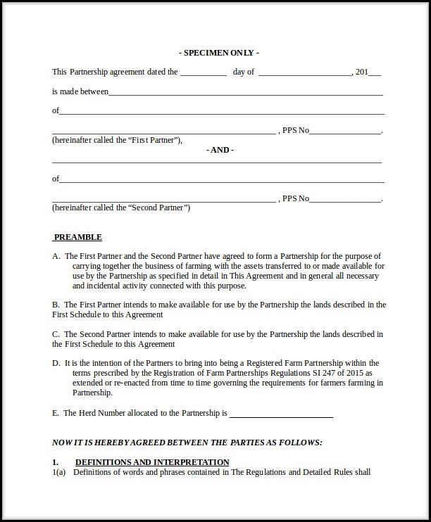 Business Partnership Agreement Template Pdf Business Partnership Agreement Template Pdf