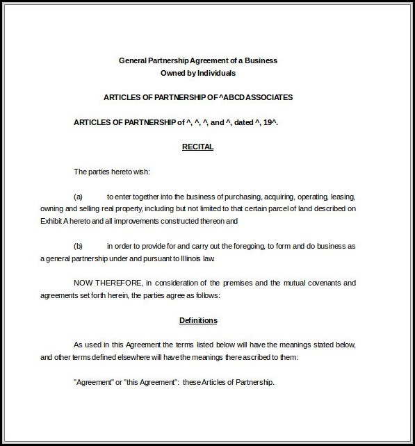 Business Partnership Agreement Template Word Business Partnership Agreement Template Word