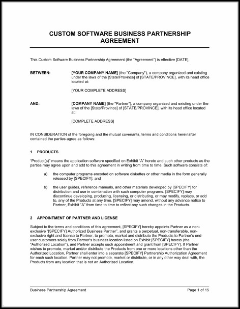 Business Partnership Agreement Template Business Partnership Agreement Template