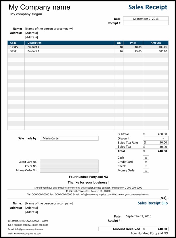 Business Receipt Template Excel Business Receipt Template Excel