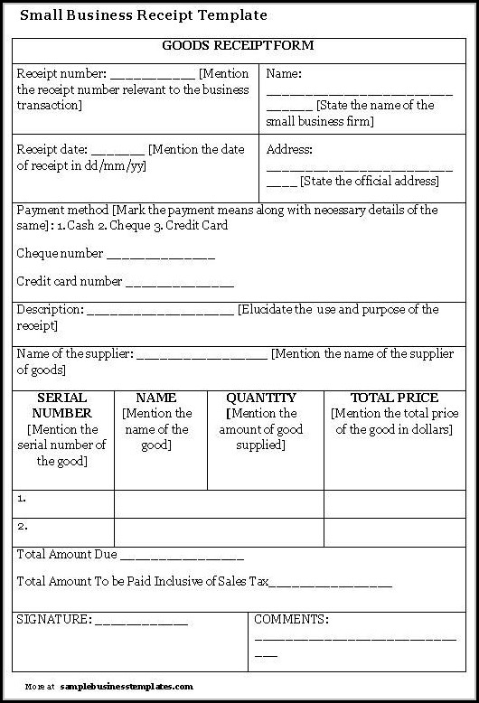 Business Receipt Template Business Receipt Template