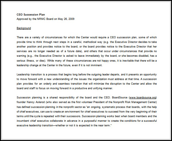 Business Succession Plan Template Business Succession Plan Template