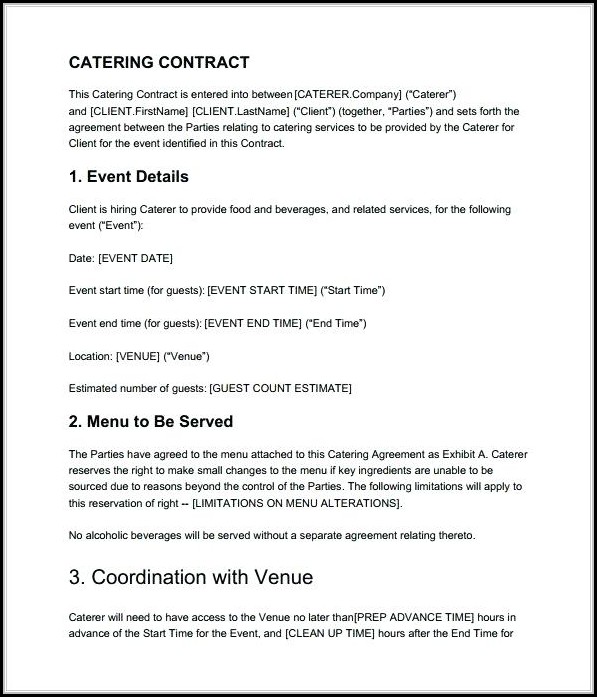 Catering Contract Template Doc Catering Contract Template Doc