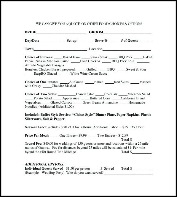 Catering Service Contract Template Catering Service Contract Template