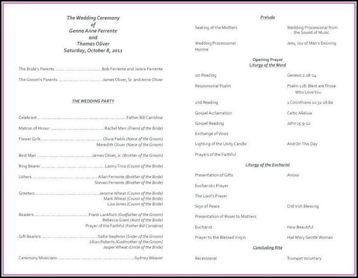 Catholic Church Wedding Program Template Catholic Church Wedding Program Template