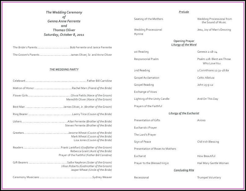 catholic church wedding program template template 1 resume
