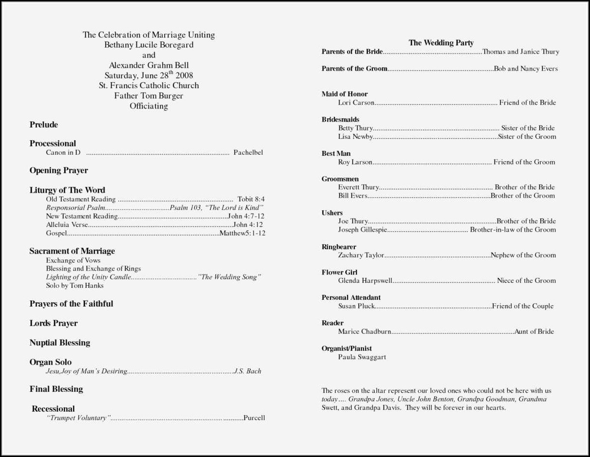 catholic wedding ceremony program template template 1 resume