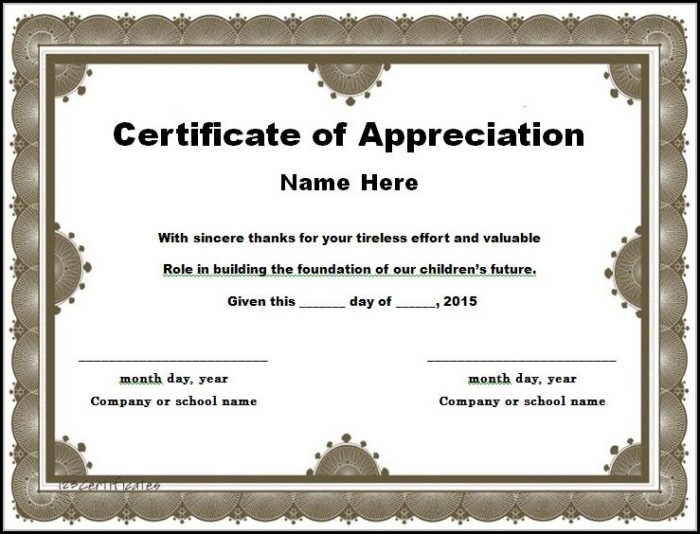 Certificate Of Appreciation Templates Free Certificate Of Appreciation Templates Free