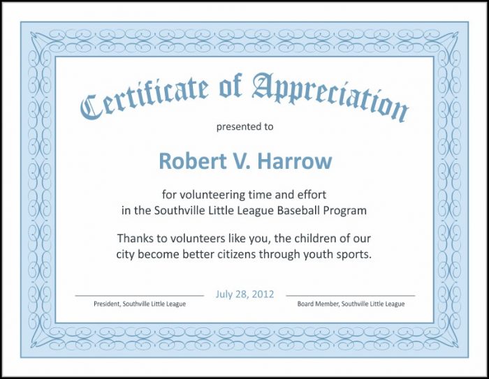 Certificate Of Recognition Templates For Word Certificate Of Recognition Templates For Word