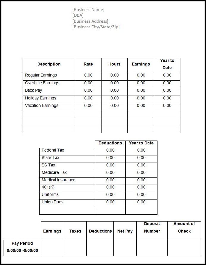 Check Stub Templates Free Check Stub Templates Free