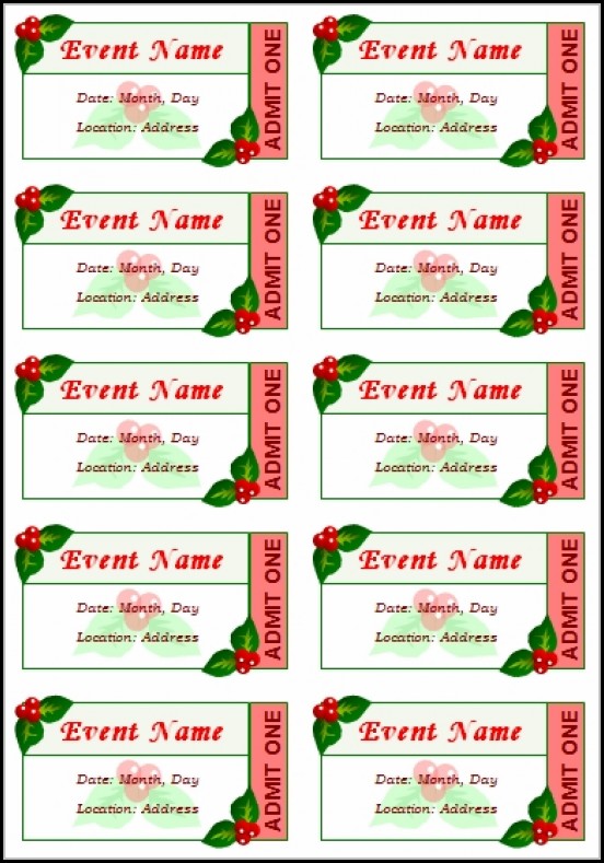 Christmas Event Ticket Template Free Christmas Event Ticket Template Free
