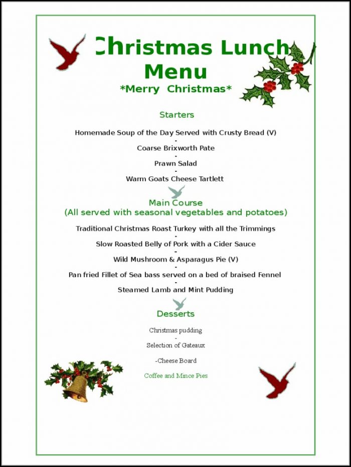 Christmas Menu Templates Free Download Word Christmas Menu Templates Free Download Word