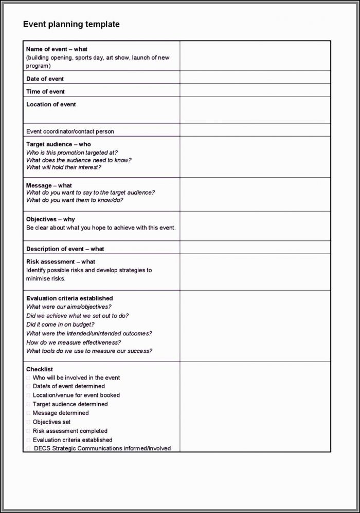 Church Event Planning Checklist Template Church Event Planning Checklist Template