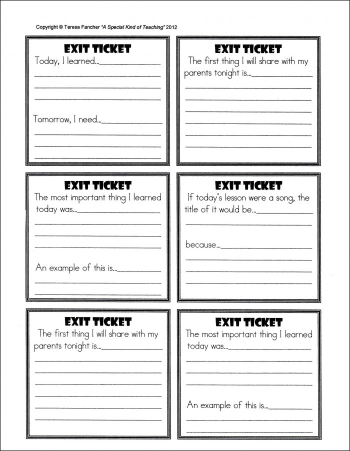 Classroom Exit Ticket Template Printable Classroom Exit Ticket Template Printable