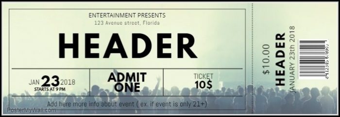 Concert Ticket Template Free Concert Ticket Template Free