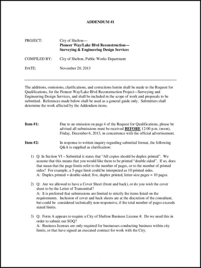 Contract Addendum Template Contract Addendum Template