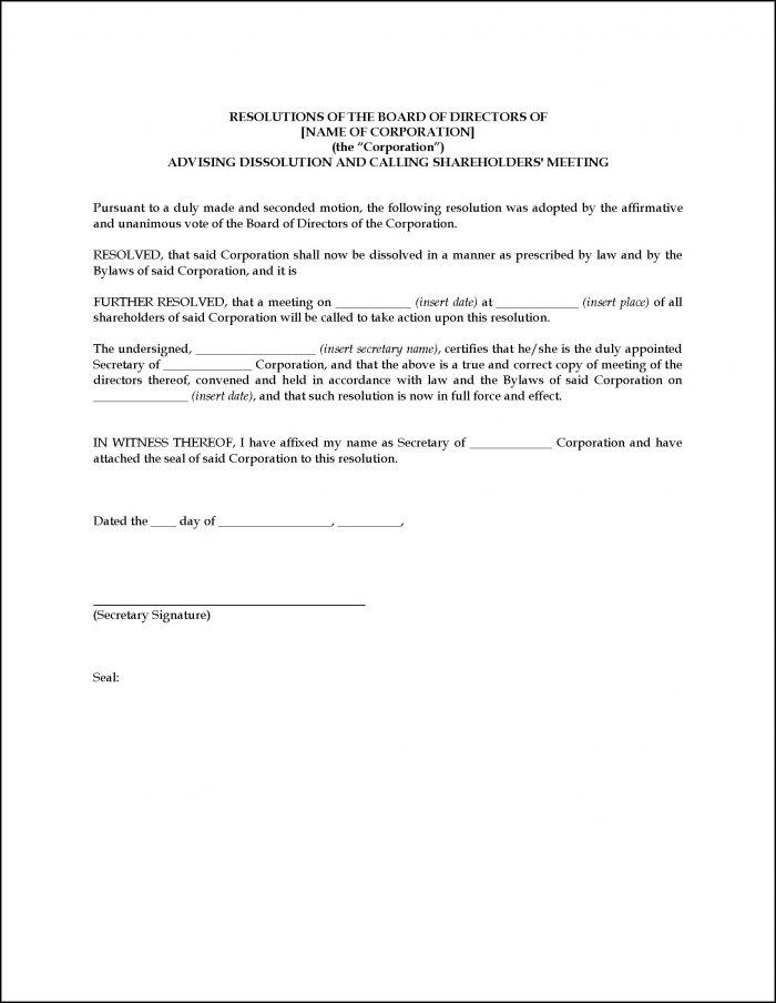 Corporate Resolution Template Canada Corporate Resolution Template Canada