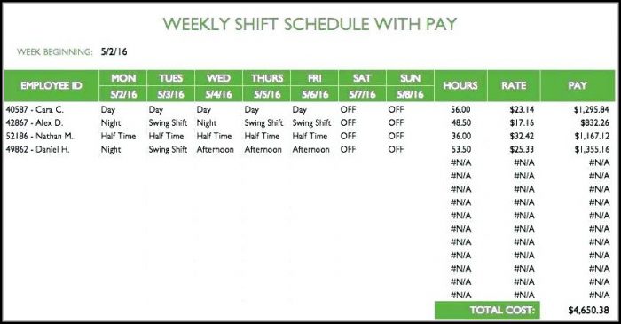Daily Employee Schedule Template Excel Daily Employee Schedule Template Excel