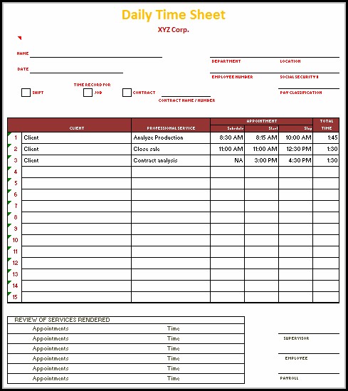 Daily Timesheet Template Free Printable Daily Timesheet Template Free Printable
