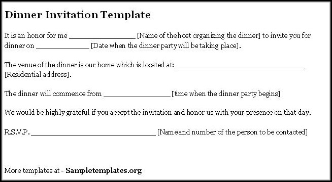 Dinner Invitation Template Email Dinner Invitation Template Email