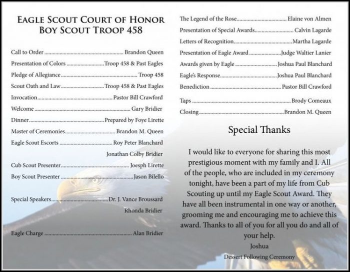 Eagle Scout Ceremony Program Template Eagle Scout Ceremony Program Template