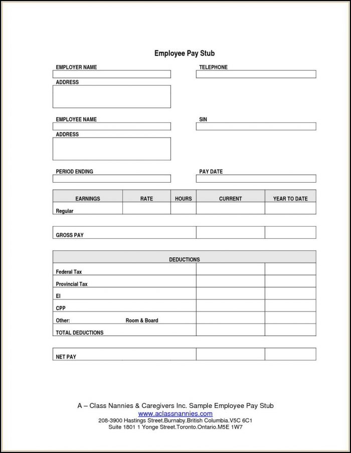 Editable Blank Pay Stub Template Editable Blank Pay Stub Template