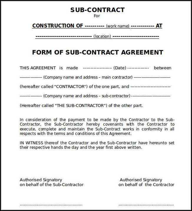 Electrical Subcontractor Agreement Template Electrical Subcontractor Agreement Template