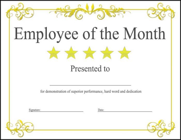 Employee Of The Month Certificate Template Free Download Employee Of The Month Certificate Template Free Download