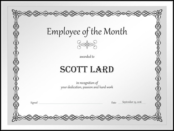 Employee Of The Month Certificate Template Free Employee Of The Month Certificate Template Free