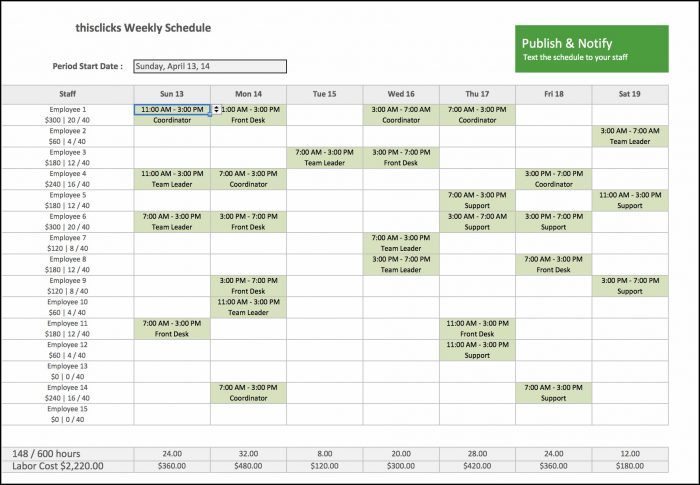 Employee Schedule Template Excel Free Employee Schedule Template Excel Free