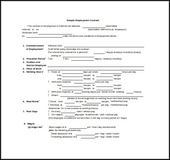 Employment Contract Template Word Employment Contract Template Word