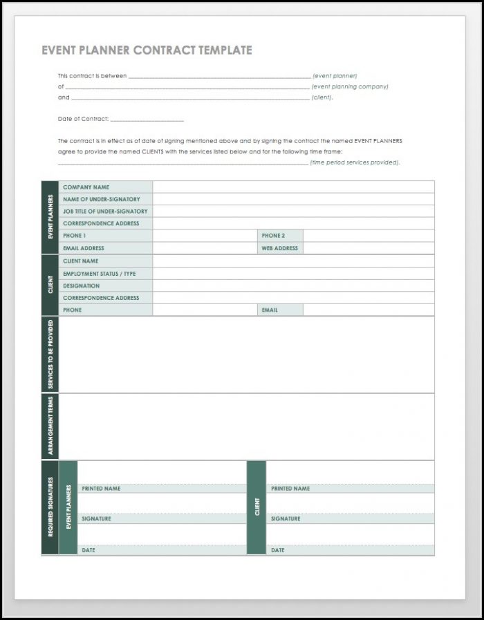 Event Planner Contract Word Template Event Planner Contract Word Template
