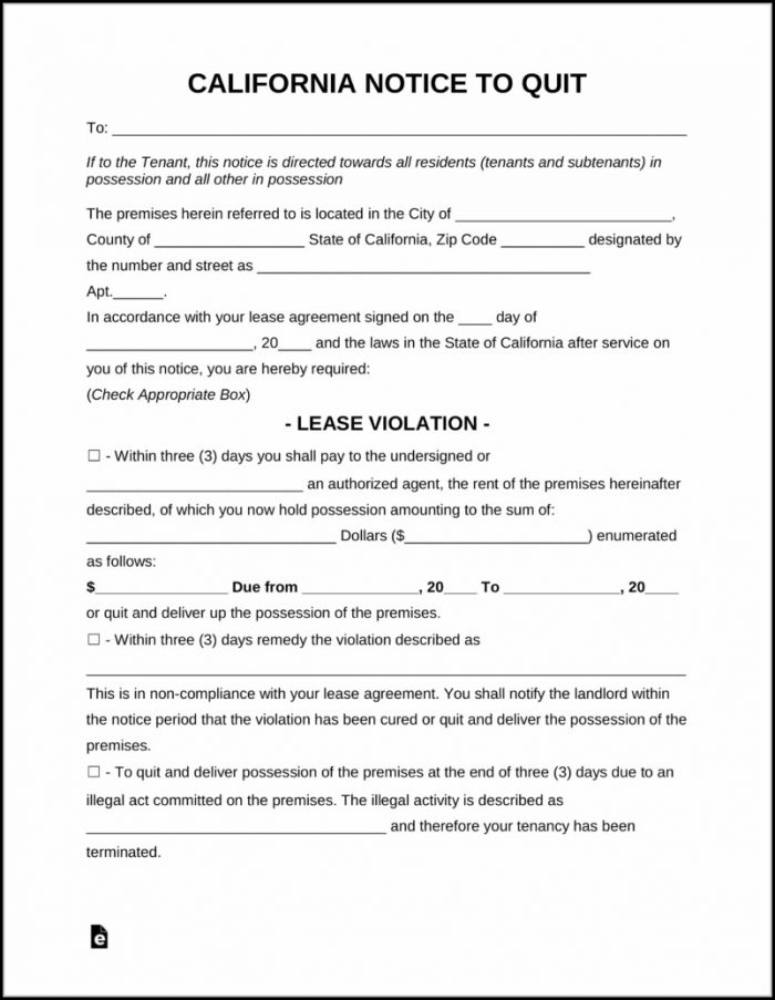 Eviction Notice Forms California Eviction Notice Forms California