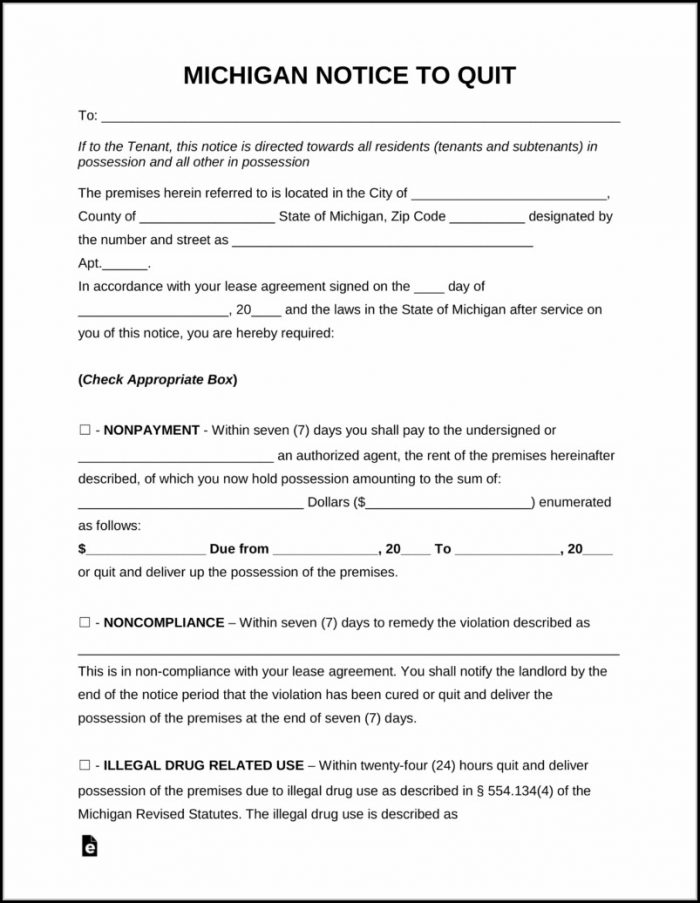 Eviction Notice Forms Michigan Eviction Notice Forms Michigan
