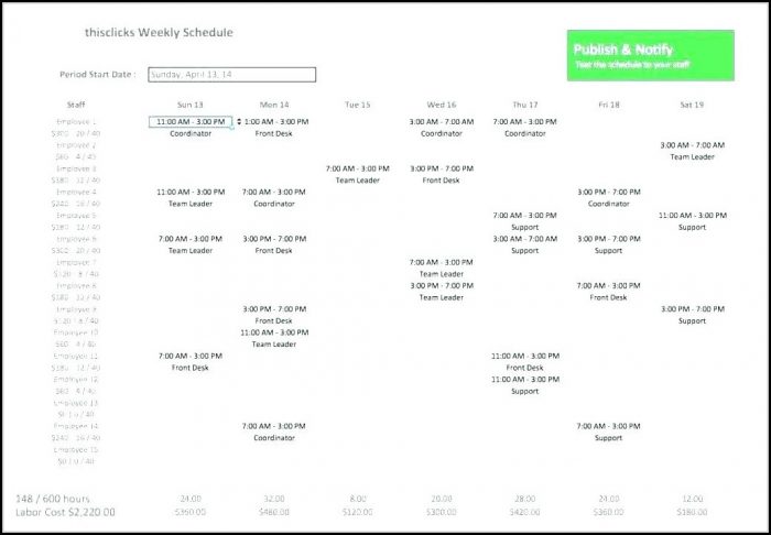 Excel Employee Schedule Template Monthly Excel Employee Schedule Template Monthly