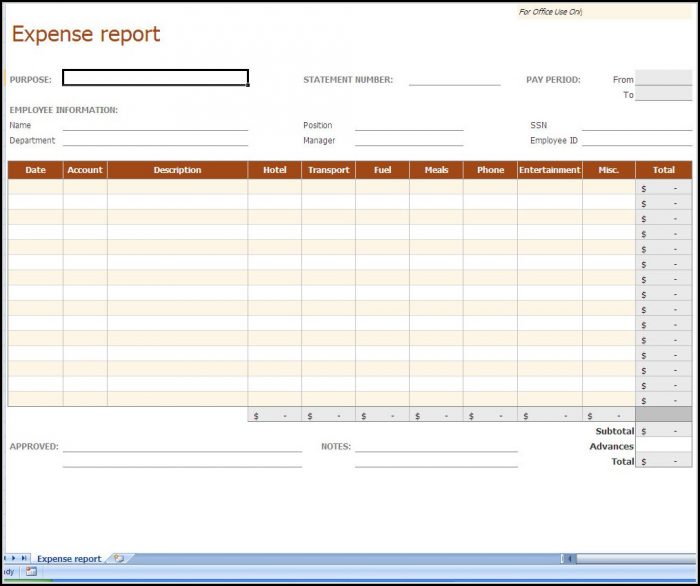 Expense Report Spreadsheet Template Free Expense Report Spreadsheet Template Free