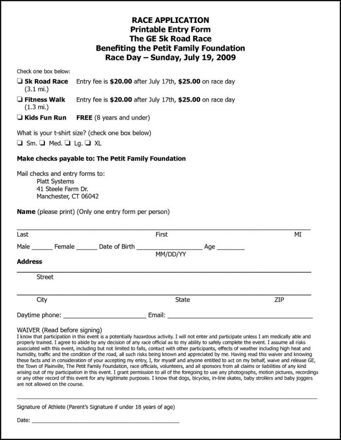 Free 5k Registration Form Template Free 5k Registration Form Template