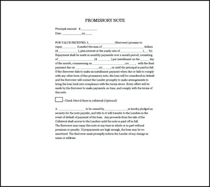 Free Blank Promissory Note Forms Free Blank Promissory Note Forms