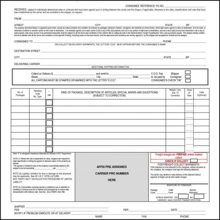 Free Blank Straight Bill Of Lading Short Form Pdf Free Blank Straight Bill Of Lading Short Form Pdf