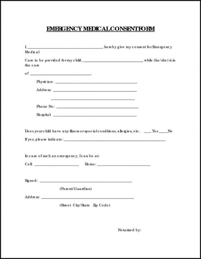Free Child Medical Consent Form For Grandparents Free Child Medical Consent Form For Grandparents