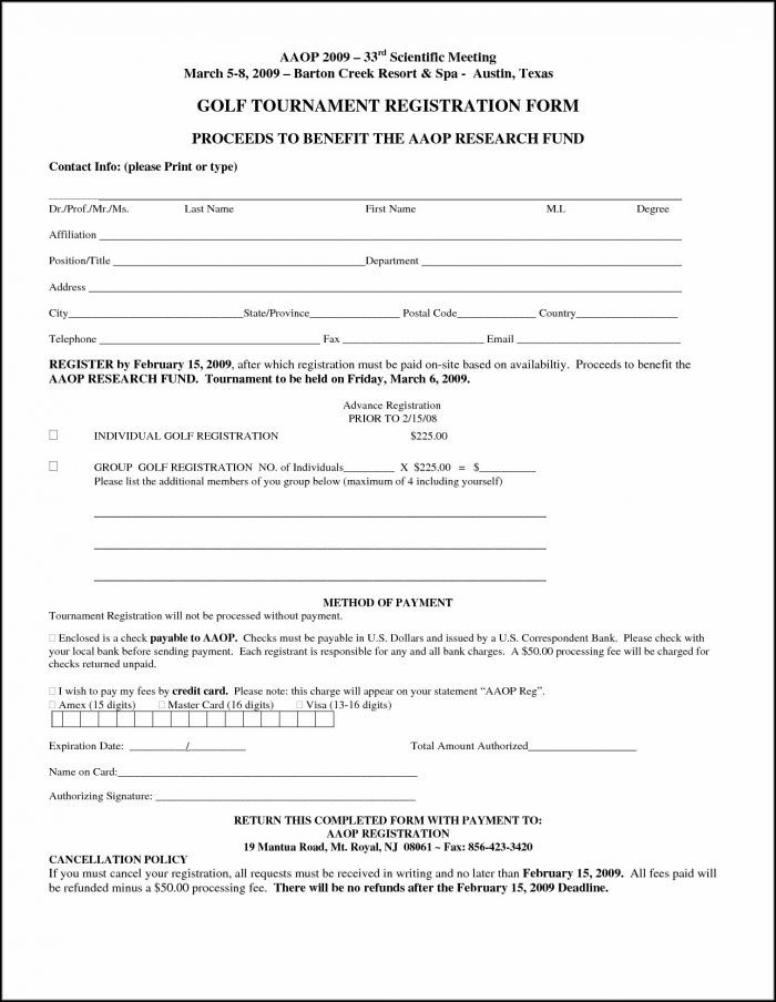 Free Golf Tournament Registration Form Template Free Golf Tournament Registration Form Template