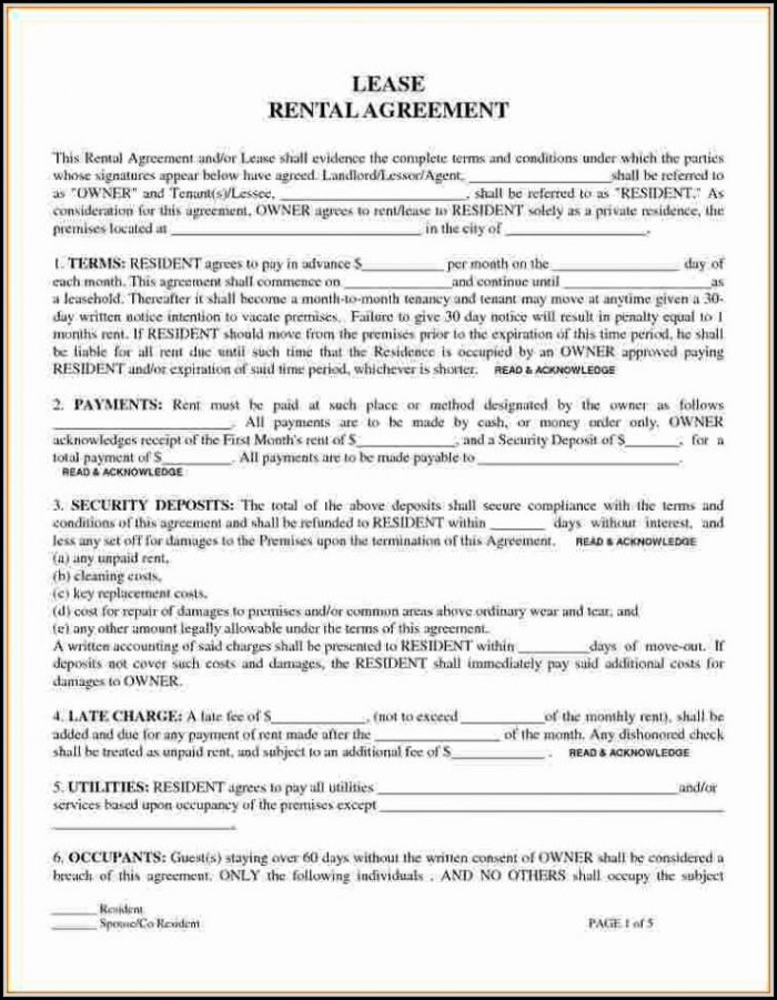 Free Lease Agreement Forms To Print Free Lease Agreement Forms To Print
