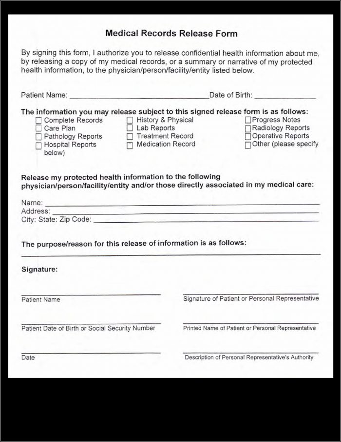 Free Medical Records Release Form Free Medical Records Release Form